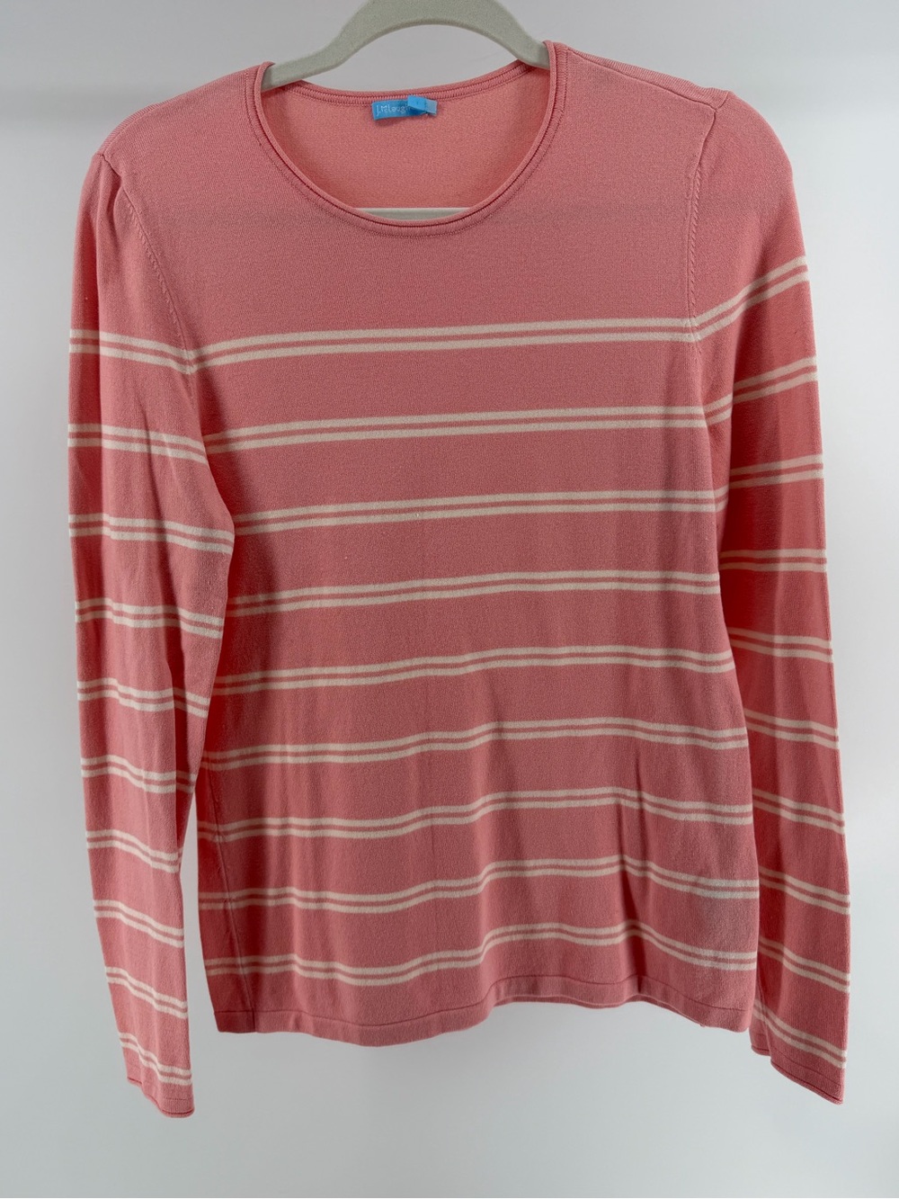 J.McLaughlin Poet Pink Striped Crew Neck Long Sleeve Sweater, Women's Medium